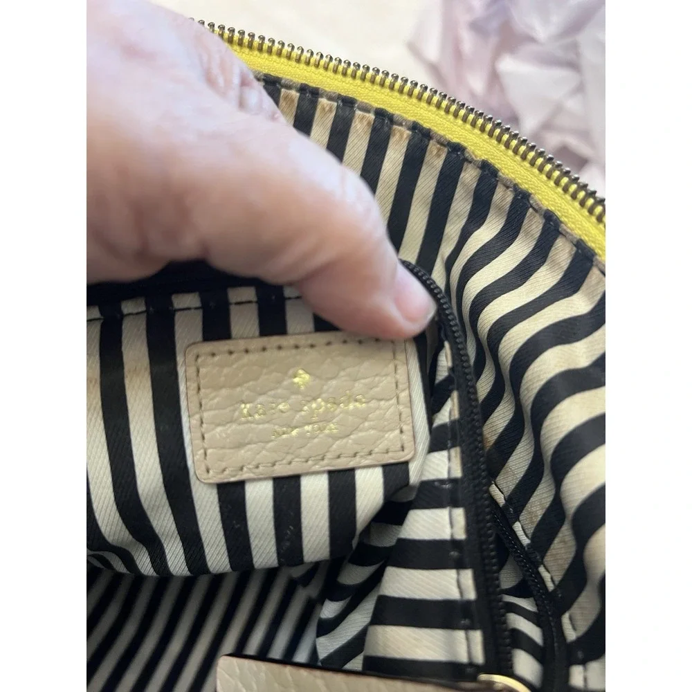 kate spade new york Colorblock Satchel Yellow Beige Striped Interior Large